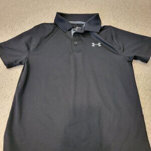 Under Armour Boys Black Heatgear Logo Polo Shirt - Size Medium